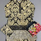MB black and pale canary yellow colour floral print cotton shalwar kameez