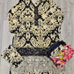MB black and pale canary yellow colour floral print cotton shalwar kameez