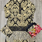 MB black and pale canary yellow colour floral print cotton shalwar kameez