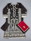 Zaha black and white colour cotton embroidered shalwar kameez