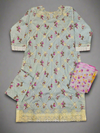 IZK swedish blue colour floral print cotton shalwar kameez