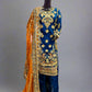MNR navy blue colour hand embellished organza sharara suit
