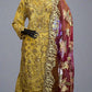 ZC mustard and wine red colour hand embellished chiffon sharara suit