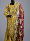 ZC dark beige and plum hand embellished chiffon gharara suit