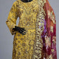 ZC mustard and wine red colour hand embellished chiffon sharara suit