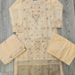 Pale peach and purple floral embroidery cotton fabric shalwar kameez
