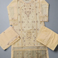 Pale peach and purple floral embroidery cotton fabric shalwar kameez