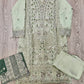 IZK moss green hand embroidered organza palazzo suit