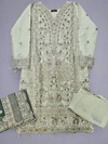 IZK moss green hand embroidered organza palazzo suit