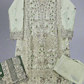IZK moss green hand embroidered organza palazzo suit