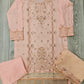 Creamy peach and purple floral embroidery cotton shalwar kameez