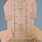 Creamy peach and purple floral embroidery cotton shalwar kameez