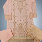 Creamy peach and purple floral embroidery cotton shalwar kameez