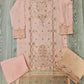 Creamy peach and purple floral embroidery cotton shalwar kameez