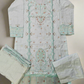 Baby blue and purple floral embroidery cotton shalwar kameez