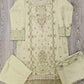 Chartreuse green and purple floral embroidery cotton shalwar kameez