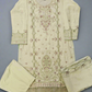Chartreuse green and purple floral embroidery cotton shalwar kameez