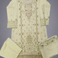 Chartreuse green and purple floral embroidery cotton shalwar kameez