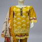 ZACH mustard yellow and silver embroidered cotton shalwar kameez