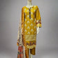 ZACH mustard yellow and silver embroidered cotton shalwar kameez