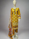 ZACH mustard yellow and silver embroidered cotton shalwar kameez