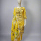 ADN lemon yellow and olive green embroidered cotton shalwar kameez