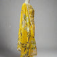 ADN lemon yellow and olive green embroidered cotton shalwar kameez