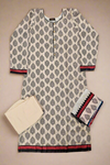 ALK cream colour floral print cotton shalwar kameez