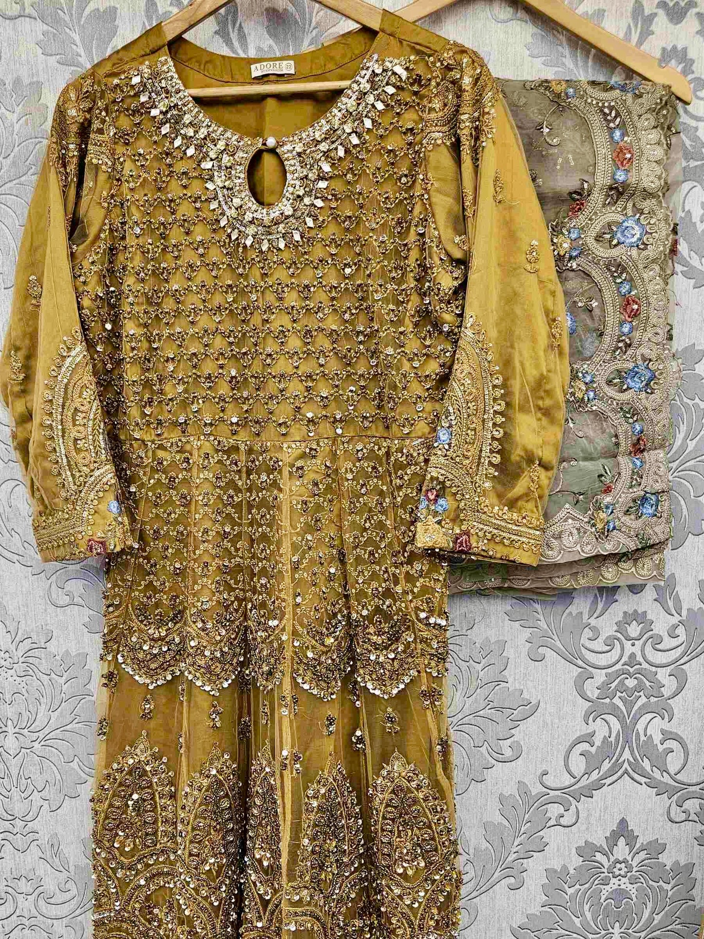 ZKA harvest gold colour hand embellished with pearls