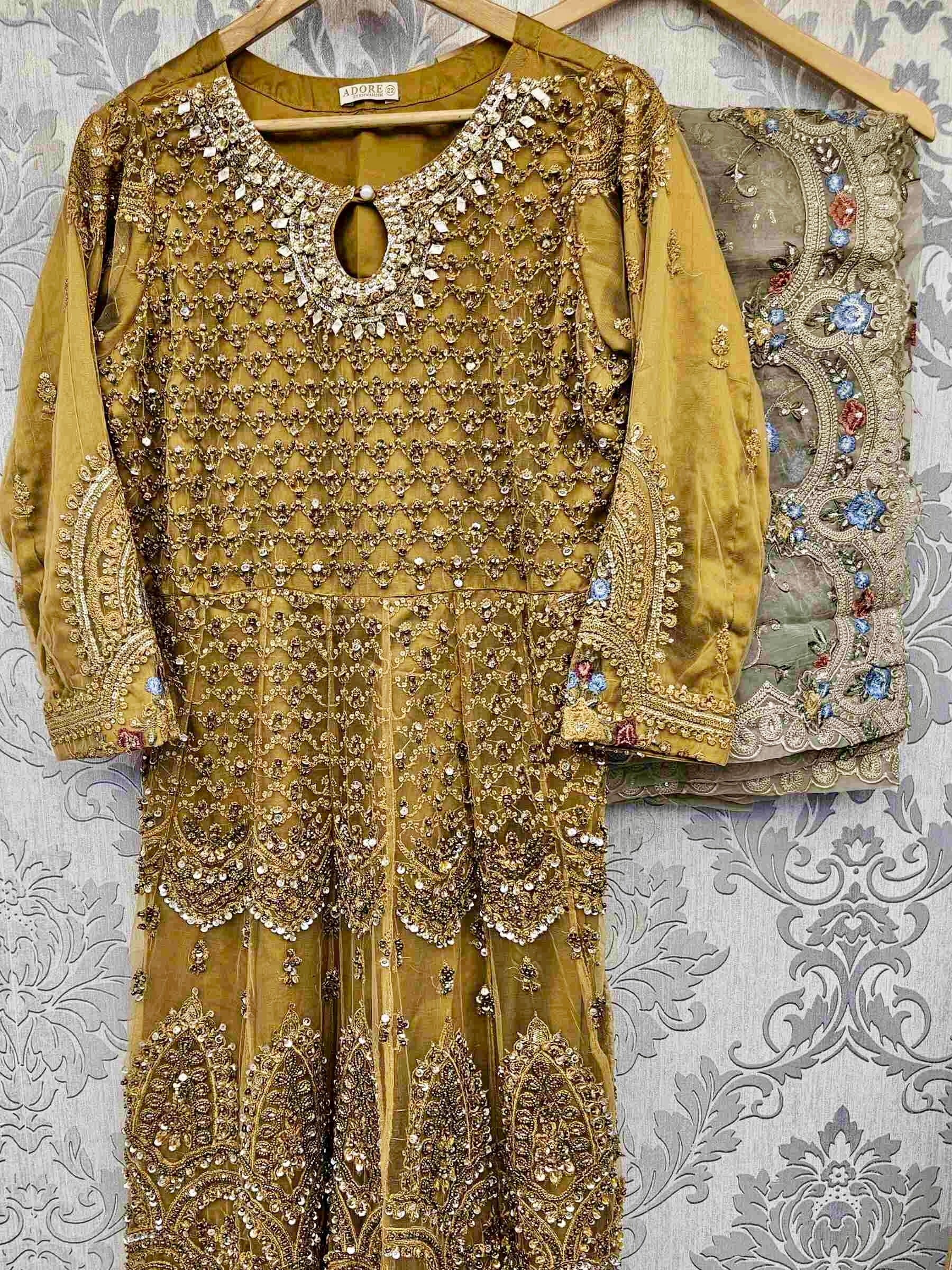 ZKA harvest gold colour hand embellished with pearls