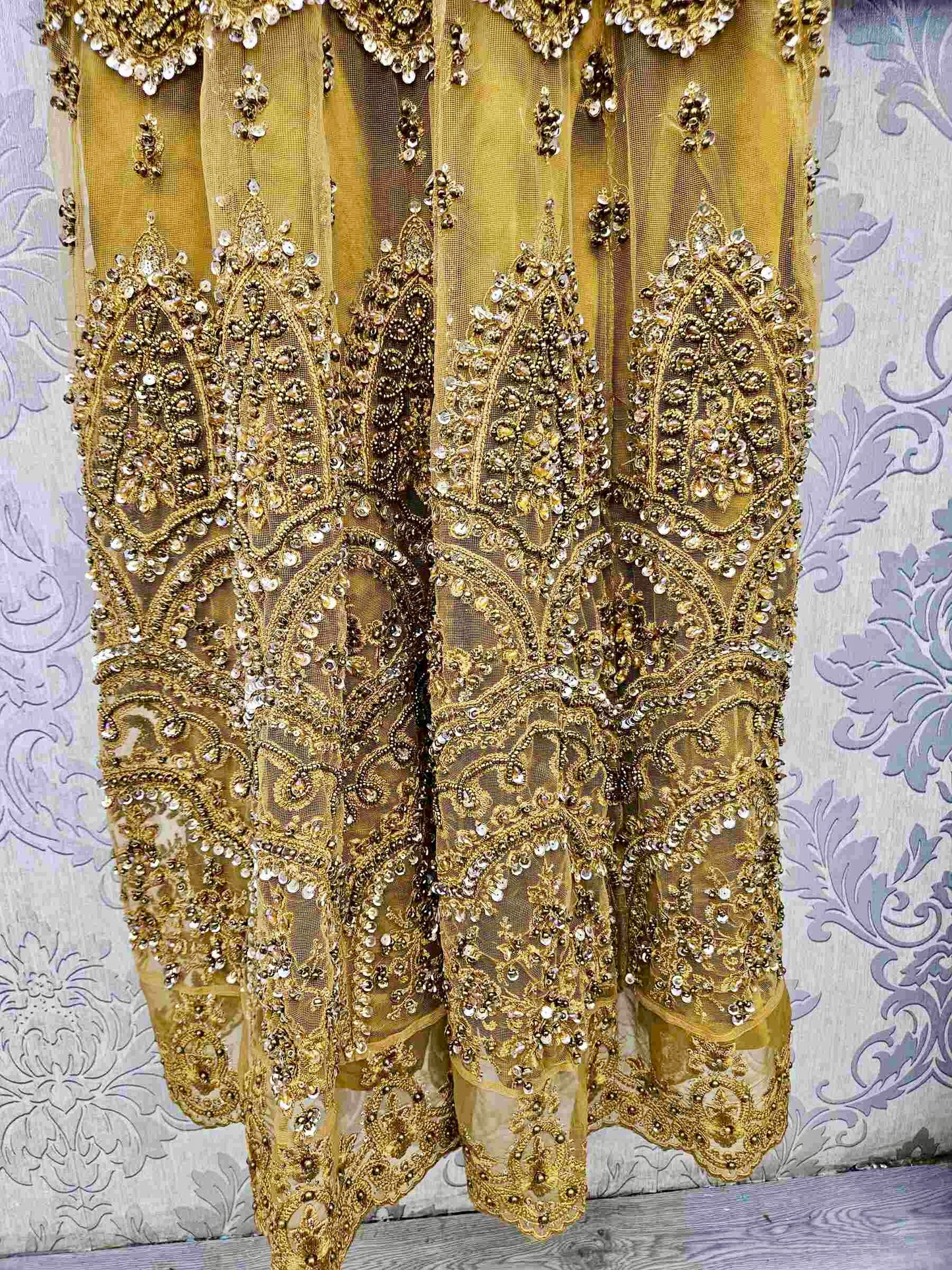 ZKA harvest gold colour hand embellished with pearls