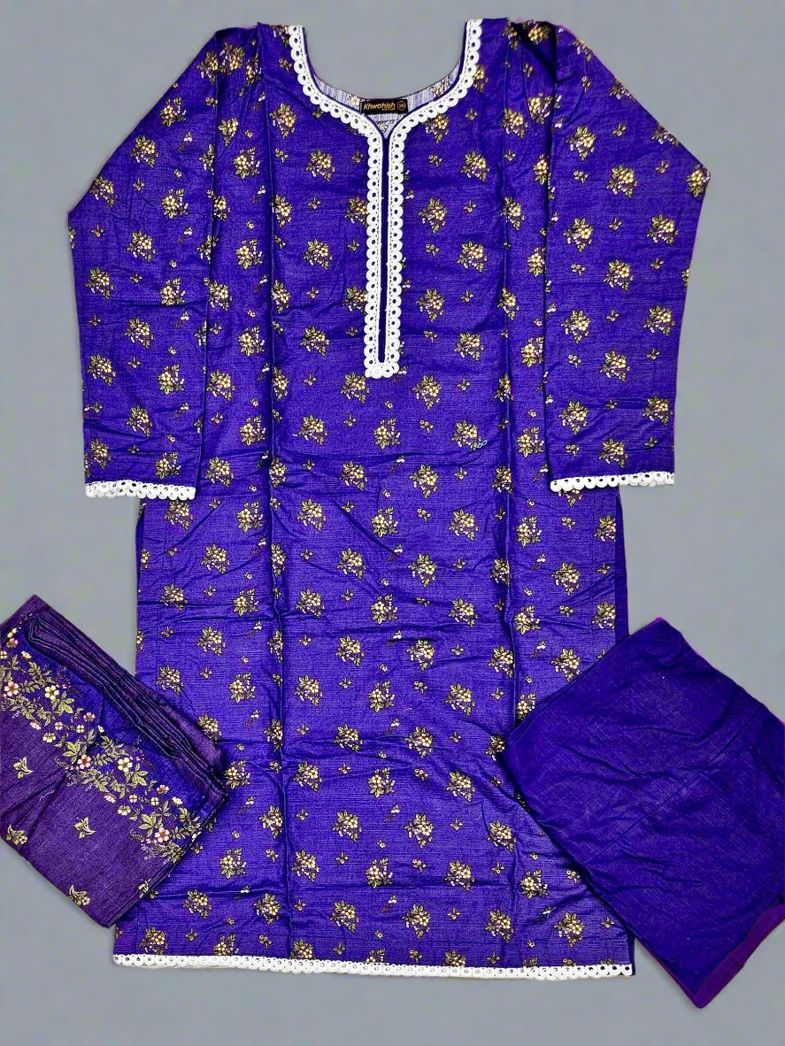 Purple colour winter collection khaddar fabric with khaddar shawl shalwar kameez - Sizes M to 8XL - Womenswear traditional plus size comfort clothing - Gorgeous, fit