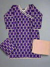 Cadbury purple and peach floral print