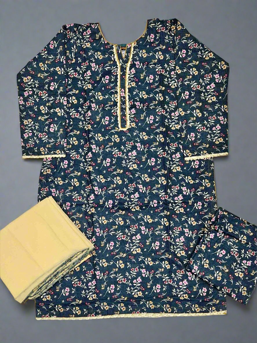 Dark teal floral print