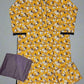 Honey mustard and brown floral print