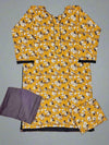 Honey mustard and brown floral print