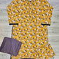 Honey mustard and brown floral print