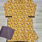 Honey mustard and brown floral print