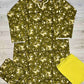 Dark Olive green and yellow floral print