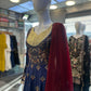 Navy blue with antique gold and red colour