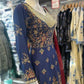 Navy blue with antique gold and red colour