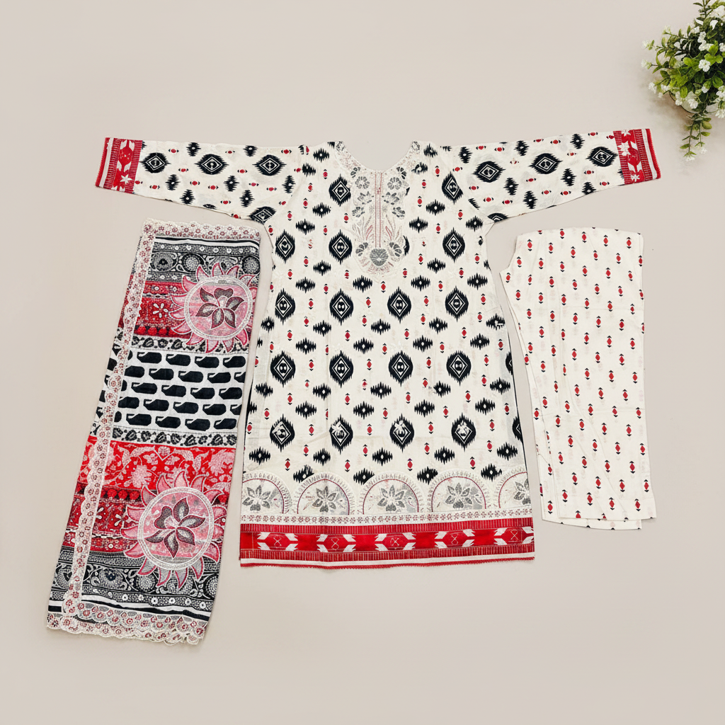 Ivory Noir | Premium Printed Lawn | 3 Piece Suit | Summer Casual Wear