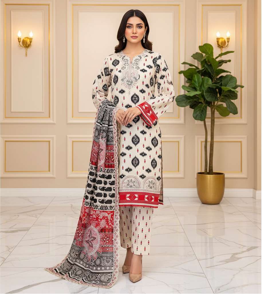 Ivory Noir | Premium Printed Lawn | 3 Piece Suit | Summer Casual Wear
