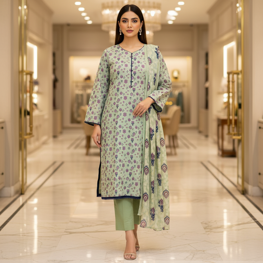 Sage Blossom | Premium Printed Lawn | 3 Piece Suit | Summer Casual Wear