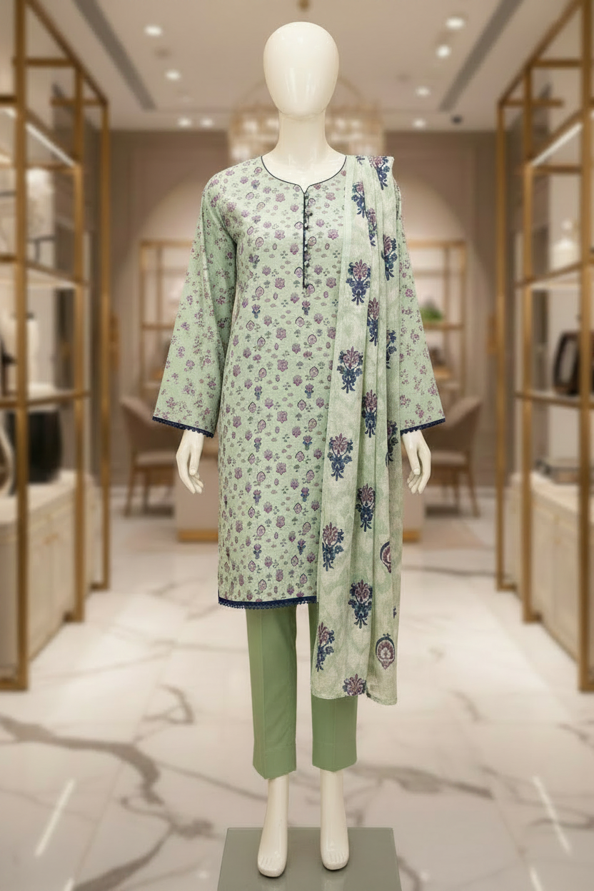 Sage Blossom | Premium Printed Lawn | 3 Piece Suit | Summer Casual Wear