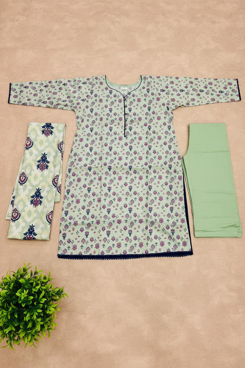 Sage Blossom | Premium Printed Lawn | 3 Piece Suit | Summer Casual Wear