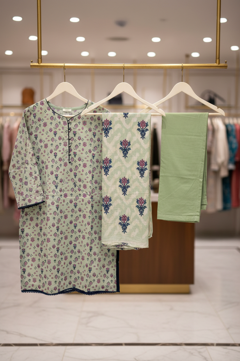 Sage Blossom | Premium Printed Lawn | 3 Piece Suit | Summer Casual Wear