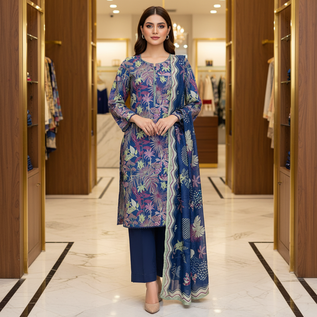 Midnight Tropics | Premium Printed Lawn | 3 Piece Suit | Summer Casual Wear