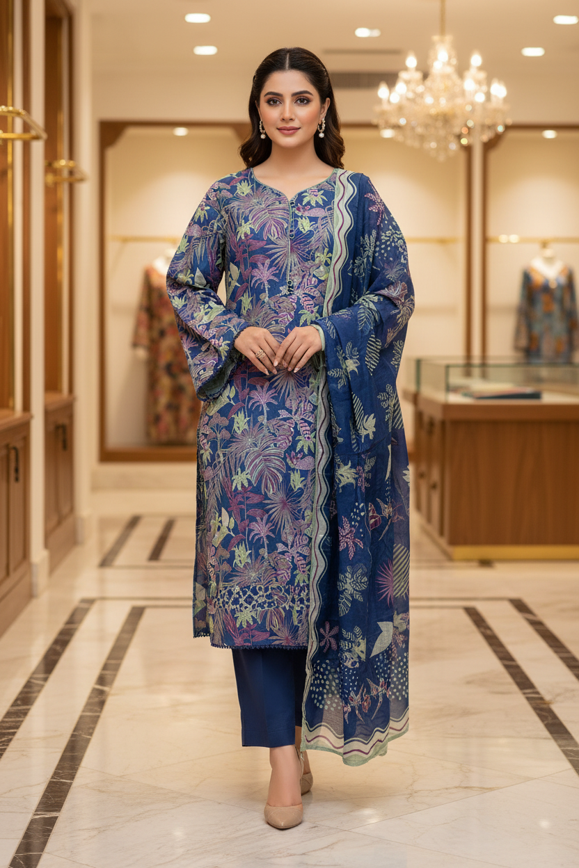 Midnight Tropics | Premium Printed Lawn | 3 Piece Suit | Summer Casual Wear