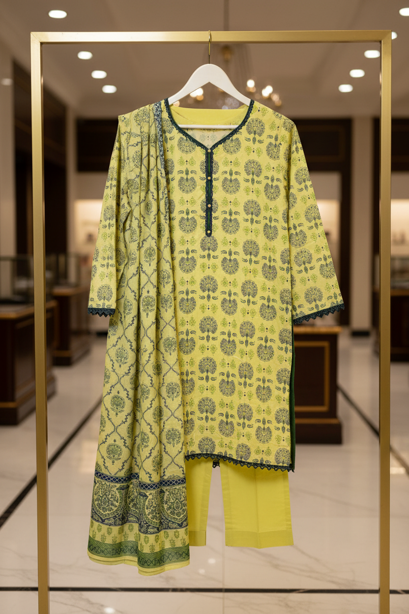 Lemon Meadow Botanical | Printed Lawn | 3 Piece Suit | Summer Casual Wear